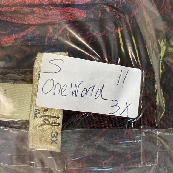 One World Tunic Top Womens 3X Red Black Embellished Flowy Boho Whimsigoth Witchy - Picture 15 of 15